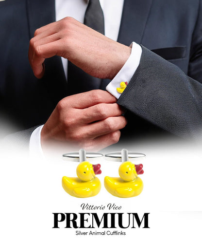 Vittorio Vico Animal Themed Cufflinks in Gift Box: CL36XX Series - Yellow Duck - Cufflinks - Vittorio Vico