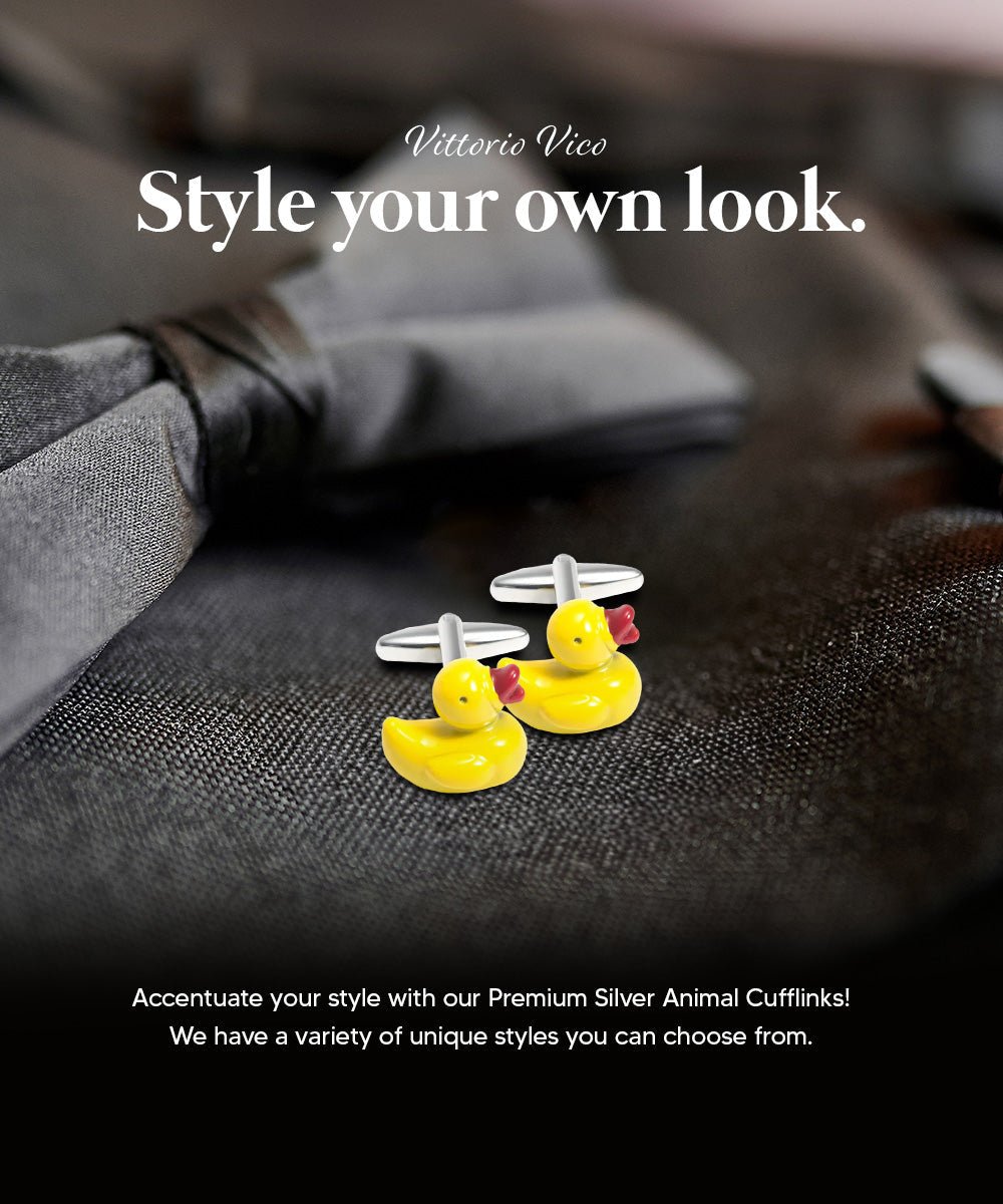 Vittorio Vico Animal Themed Cufflinks in Gift Box: CL36XX Series - Yellow Duck - Cufflinks - Vittorio Vico