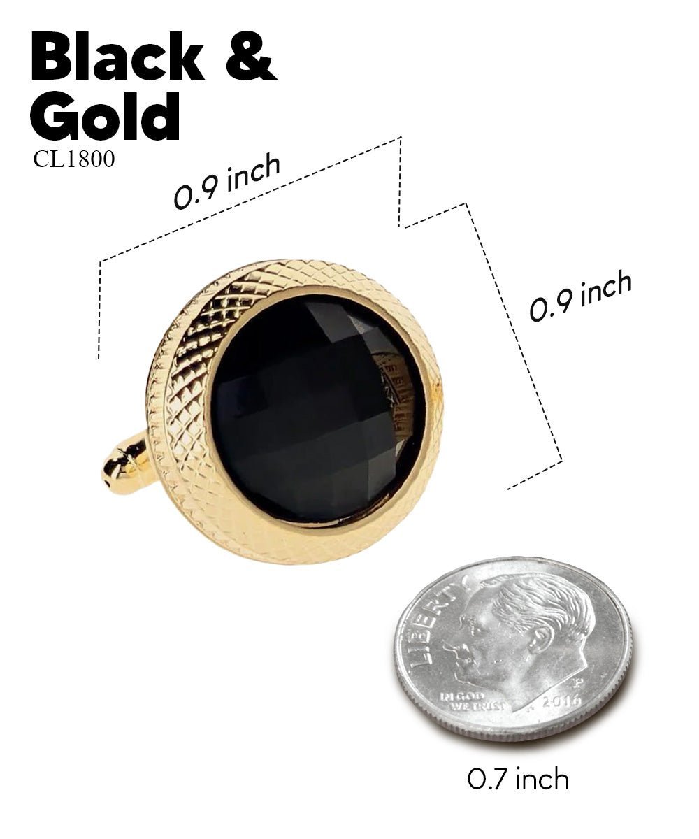 Vittorio Vico Button Colorstone Cufflinks: CL18XX Series - Black and Gold - Cufflinks - Vittorio Vico