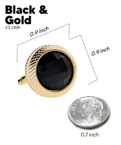 Vittorio Vico Button Colorstone Cufflinks: CL18XX Series - Black and Gold - Cufflinks - Vittorio Vico