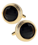 Vittorio Vico Button Colorstone Cufflinks: CL18XX Series - Black and Gold - Cufflinks - Vittorio Vico
