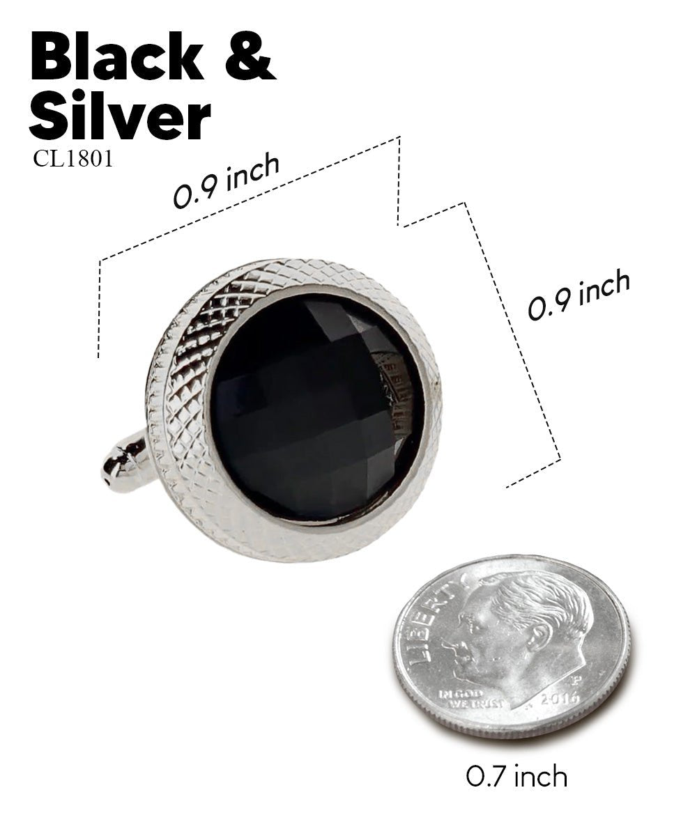 Vittorio Vico Button Colorstone Cufflinks: CL18XX Series - Black and Gold - Cufflinks - Vittorio Vico