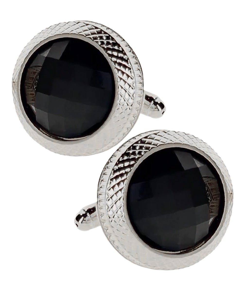 Vittorio Vico Button Colorstone Cufflinks: CL18XX Series - Black and Silver - Cufflinks - Vittorio Vico