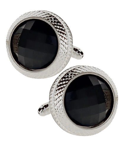 Vittorio Vico Button Colorstone Cufflinks: CL18XX Series - Black and Silver - Cufflinks - Vittorio Vico