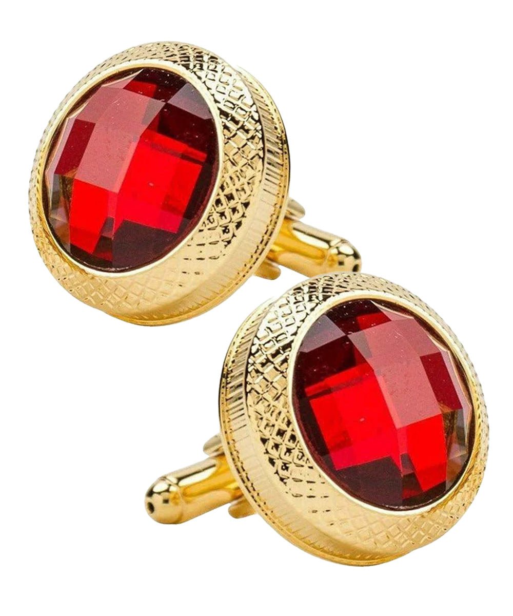 Vittorio Vico Button Colorstone Cufflinks: CL18XX Series - Red and Gold - Cufflinks - Vittorio Vico
