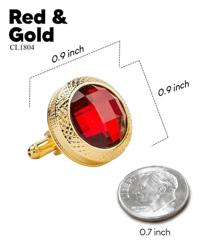 Vittorio Vico Button Colorstone Cufflinks: CL18XX Series - Red and Gold - Cufflinks - Vittorio Vico
