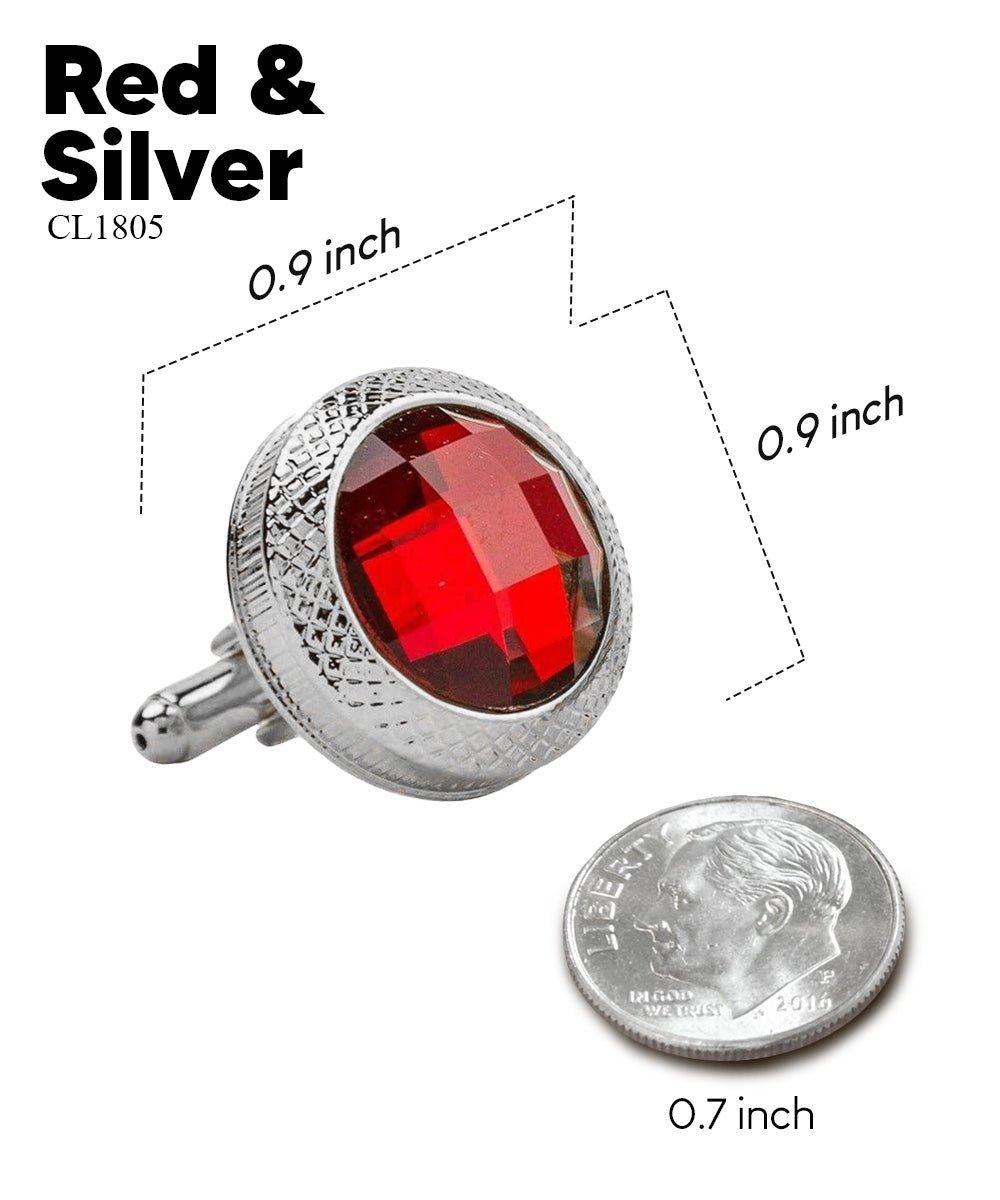 Vittorio Vico Button Colorstone Cufflinks: CL18XX Series - Red and Gold - Cufflinks - Vittorio Vico