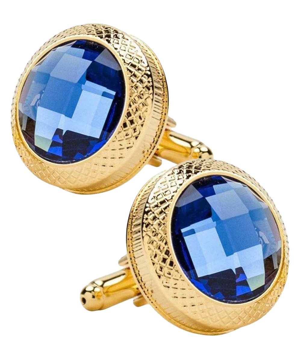 Vittorio Vico Button Colorstone Cufflinks: CL18XX Series - Royal Blue and Gold - Cufflinks - Vittorio Vico
