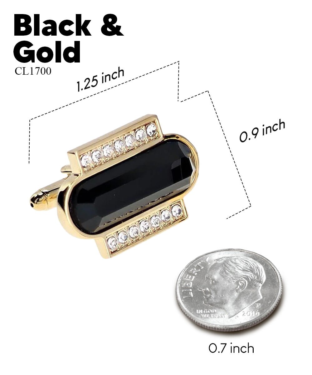 Vittorio Vico Capsule Colorstone Cufflinks: CL17XX Series - Black and Gold - Cufflinks - Vittorio Vico