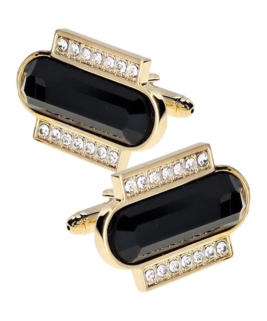 Vittorio Vico Capsule Colorstone Cufflinks: CL17XX Series - Black and Gold - Cufflinks - Vittorio Vico