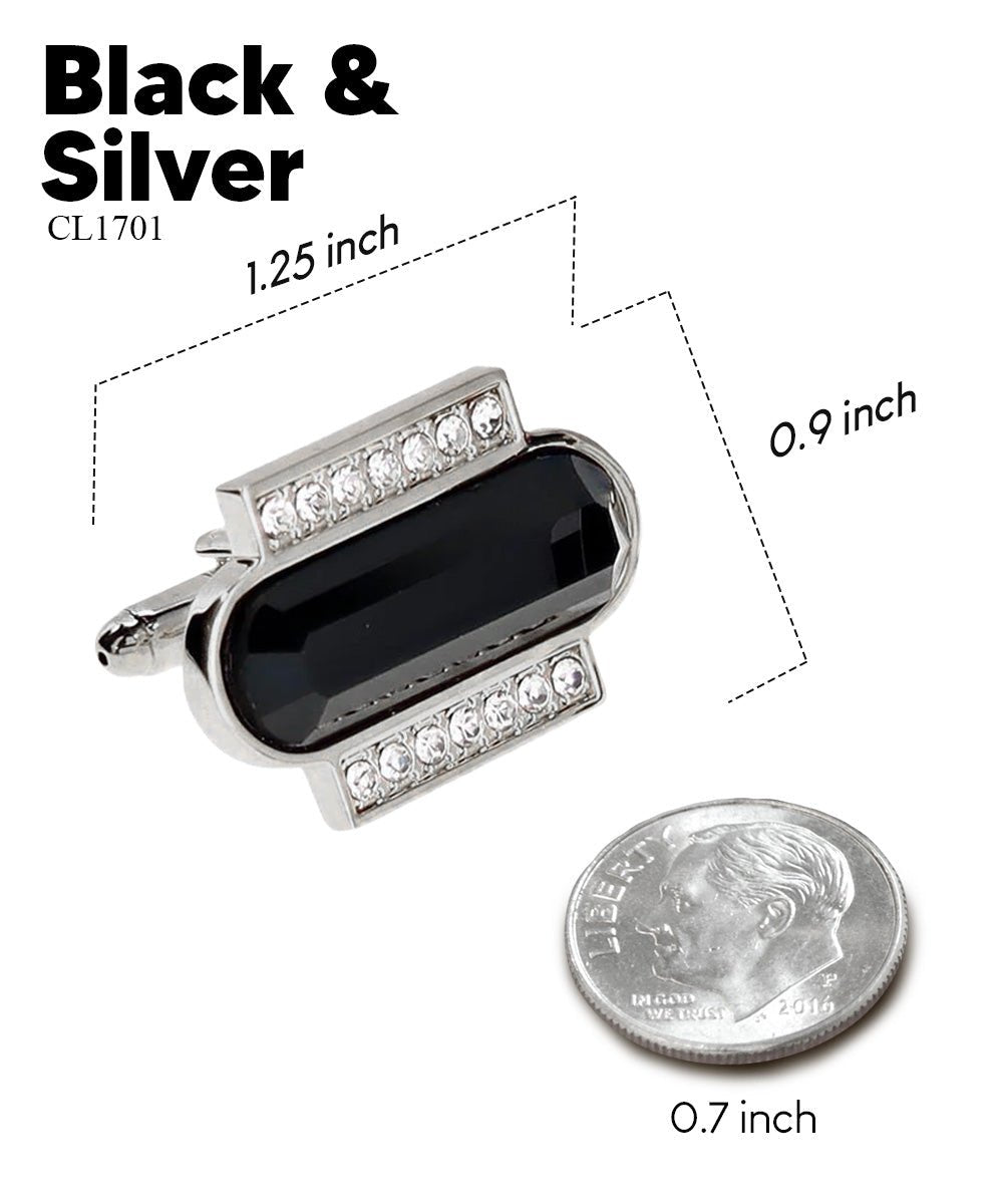 Vittorio Vico Capsule Colorstone Cufflinks: CL17XX Series - Black and Silver - Cufflinks - Vittorio Vico