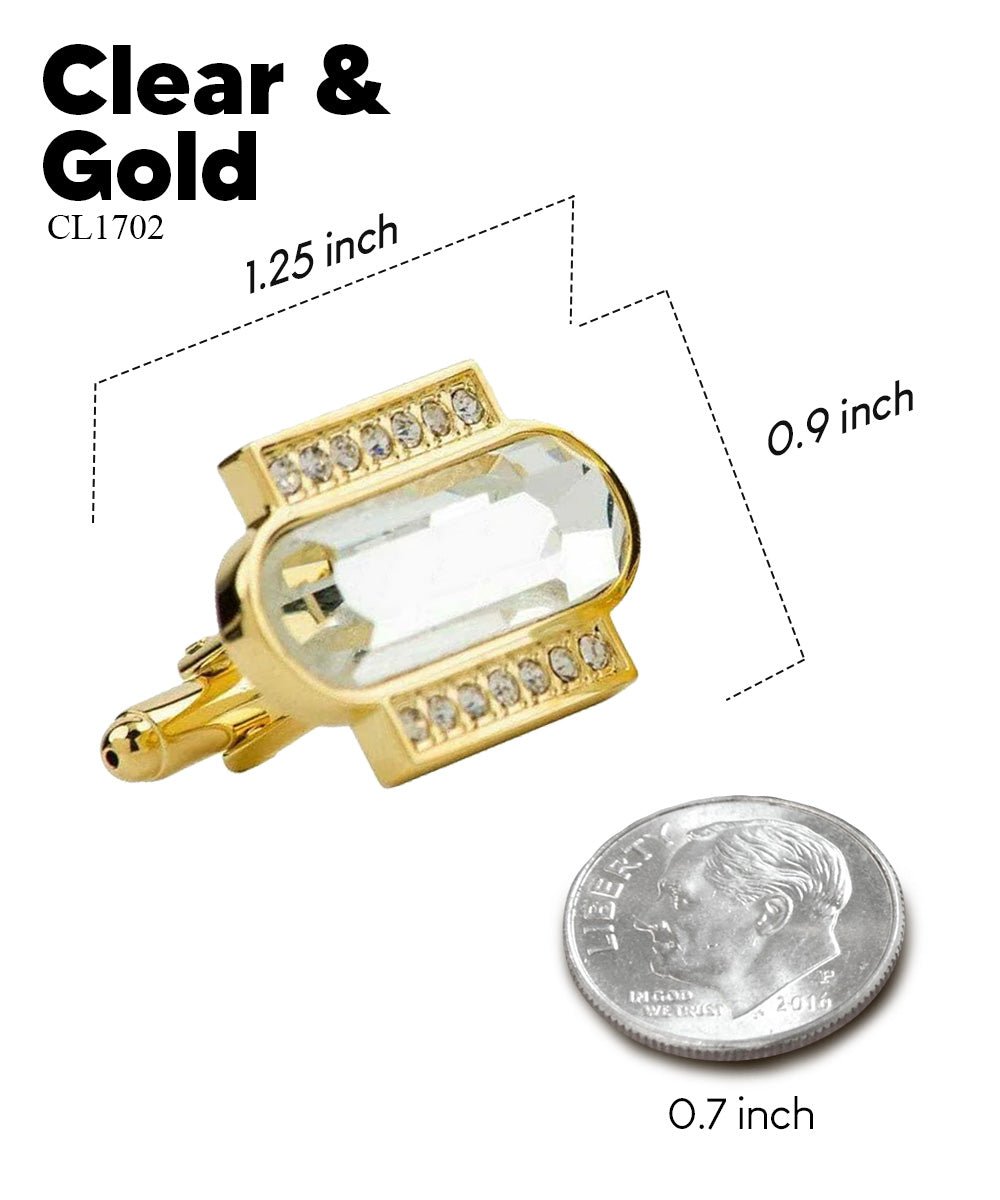 Vittorio Vico Capsule Colorstone Cufflinks: CL17XX Series - Clear and Gold - Cufflinks - Vittorio Vico