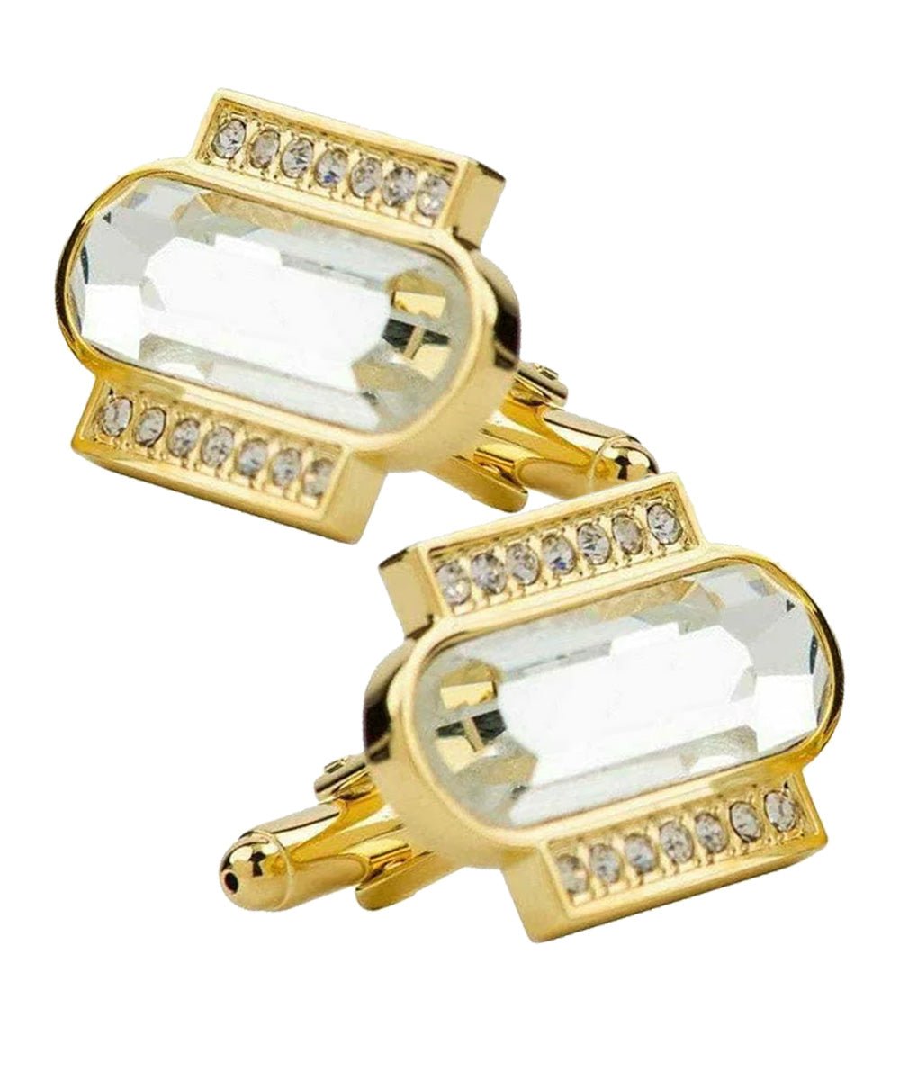 Vittorio Vico Capsule Colorstone Cufflinks: CL17XX Series - Clear and Gold - Cufflinks - Vittorio Vico
