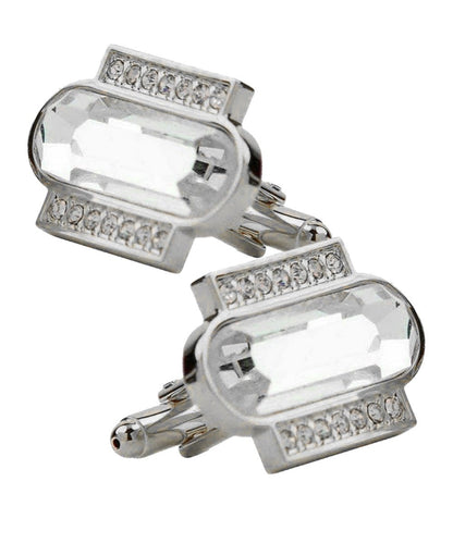 Vittorio Vico Capsule Colorstone Cufflinks: CL17XX Series - Clear and Silver - Cufflinks - Vittorio Vico