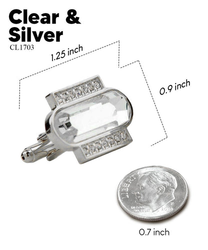 Vittorio Vico Capsule Colorstone Cufflinks: CL17XX Series - Clear and Gold - Cufflinks - Vittorio Vico