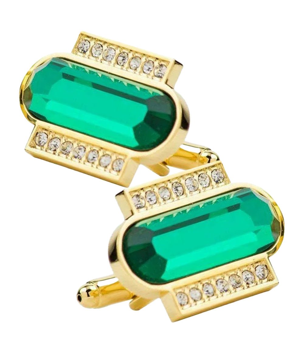 Vittorio Vico Capsule Colorstone Cufflinks: CL17XX Series - Green and Gold - Cufflinks - Vittorio Vico