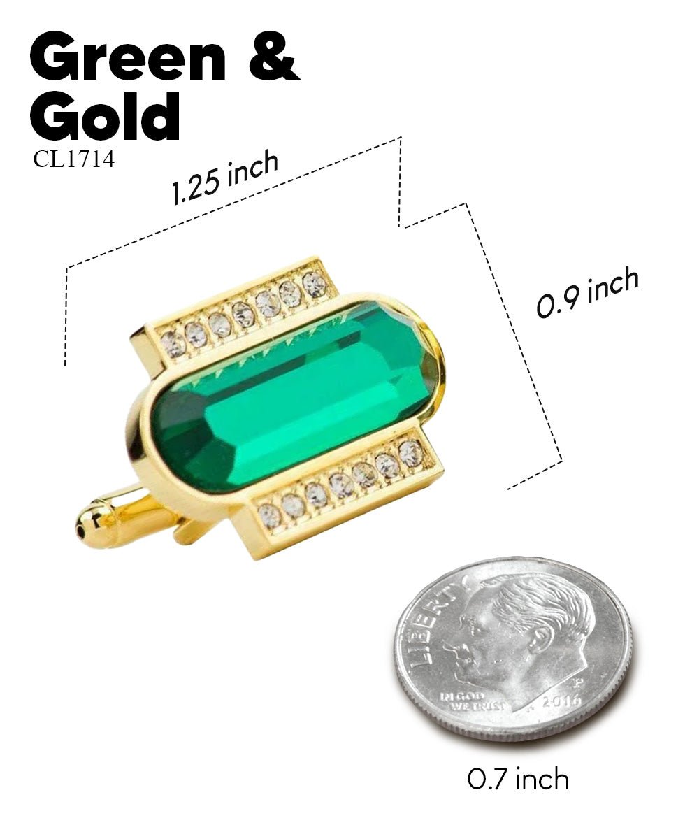 Vittorio Vico Capsule Colorstone Cufflinks: CL17XX Series - Green and Gold - Cufflinks - Vittorio Vico