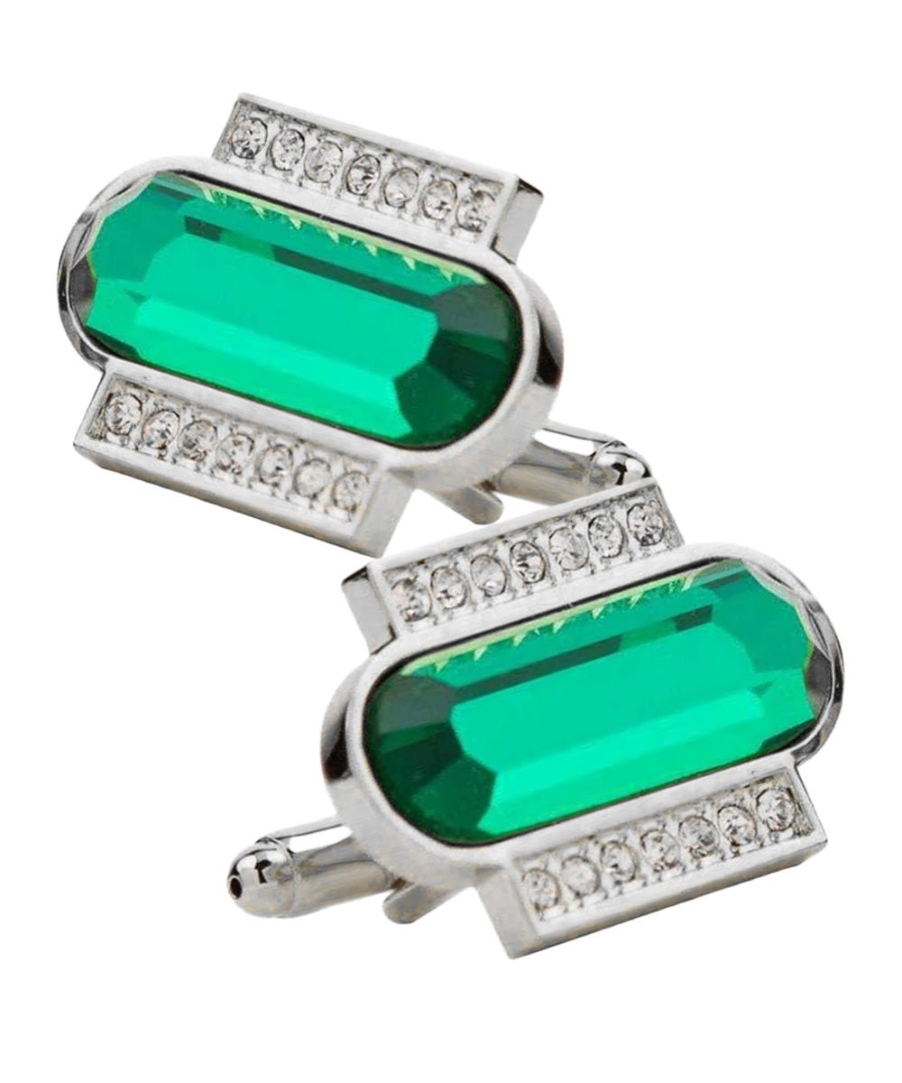 Vittorio Vico Capsule Colorstone Cufflinks: CL17XX Series - Green and Silver - Cufflinks - Vittorio Vico