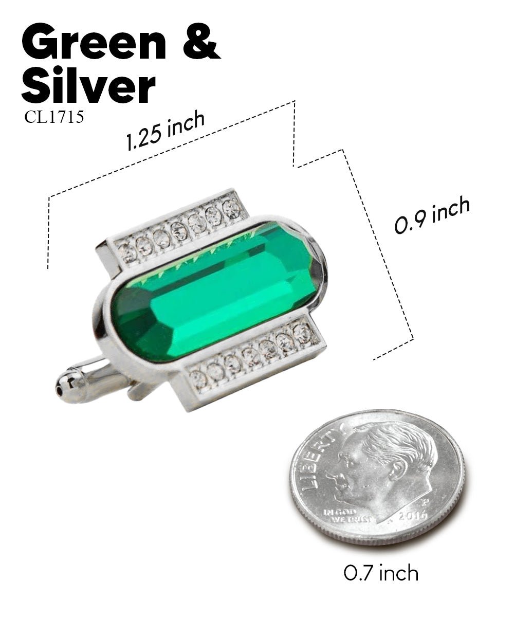 Vittorio Vico Capsule Colorstone Cufflinks: CL17XX Series - Green and Silver - Cufflinks - Vittorio Vico