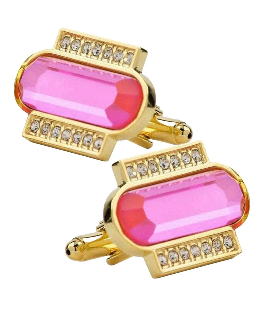 Vittorio Vico Capsule Colorstone Cufflinks: CL17XX Series - Hot Pink and Gold - Cufflinks - Vittorio Vico