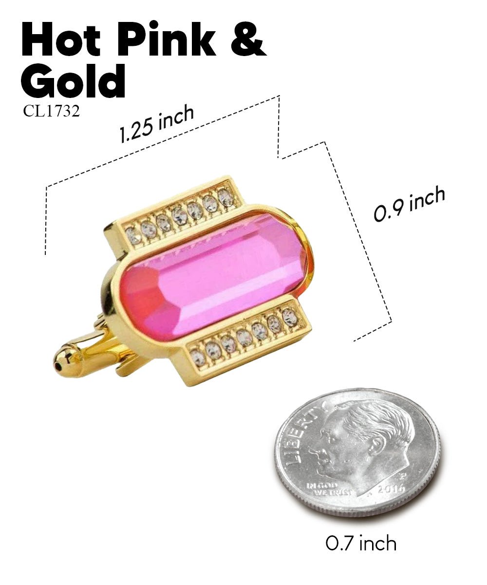 Vittorio Vico Capsule Colorstone Cufflinks: CL17XX Series - Hot Pink and Gold - Cufflinks - Vittorio Vico