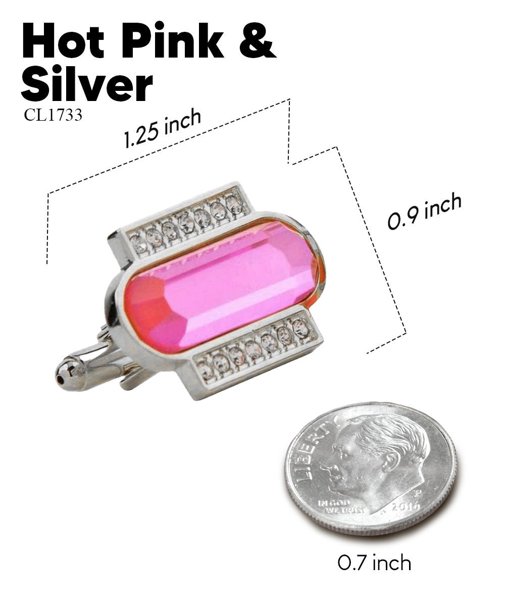 Vittorio Vico Capsule Colorstone Cufflinks: CL17XX Series - Hot Pink and Silver - Cufflinks - Vittorio Vico