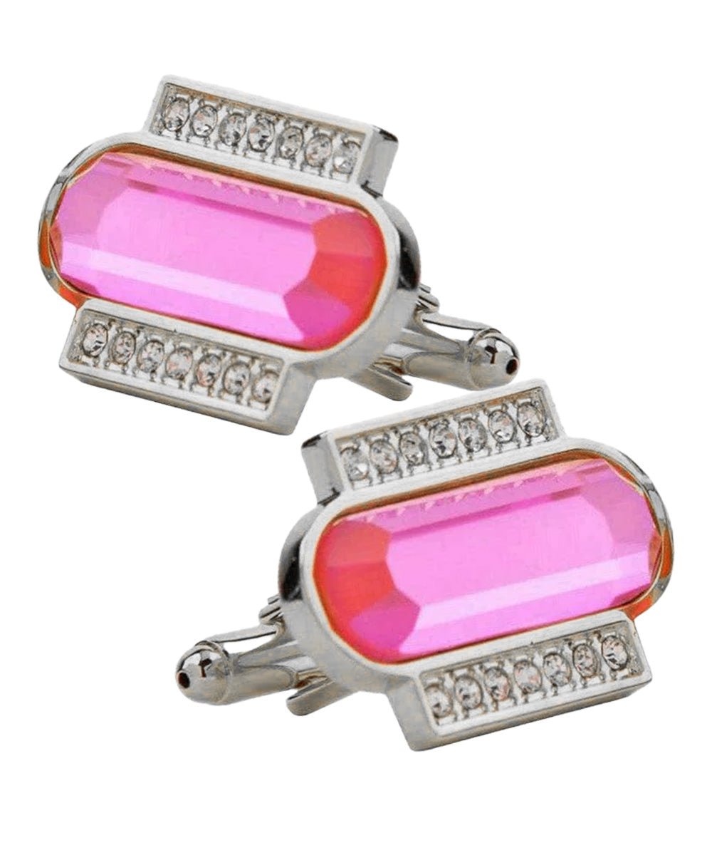 Vittorio Vico Capsule Colorstone Cufflinks: CL17XX Series - Hot Pink and Silver - Cufflinks - Vittorio Vico
