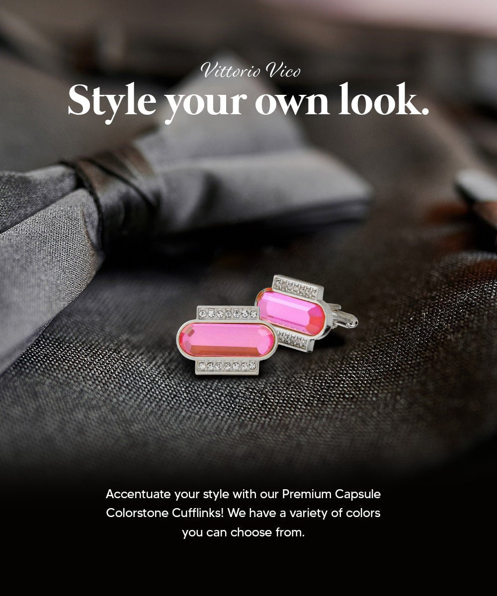 Vittorio Vico Capsule Colorstone Cufflinks: CL17XX Series - Hot Pink and Silver - Cufflinks - Vittorio Vico
