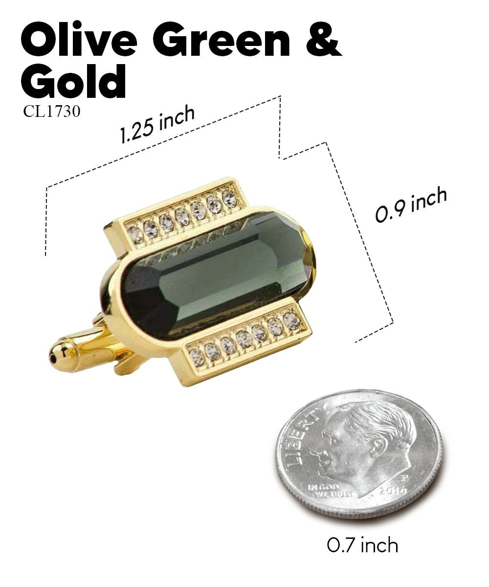 Vittorio Vico Capsule Colorstone Cufflinks: CL17XX Series - Olive Green and Gold - Cufflinks - Vittorio Vico