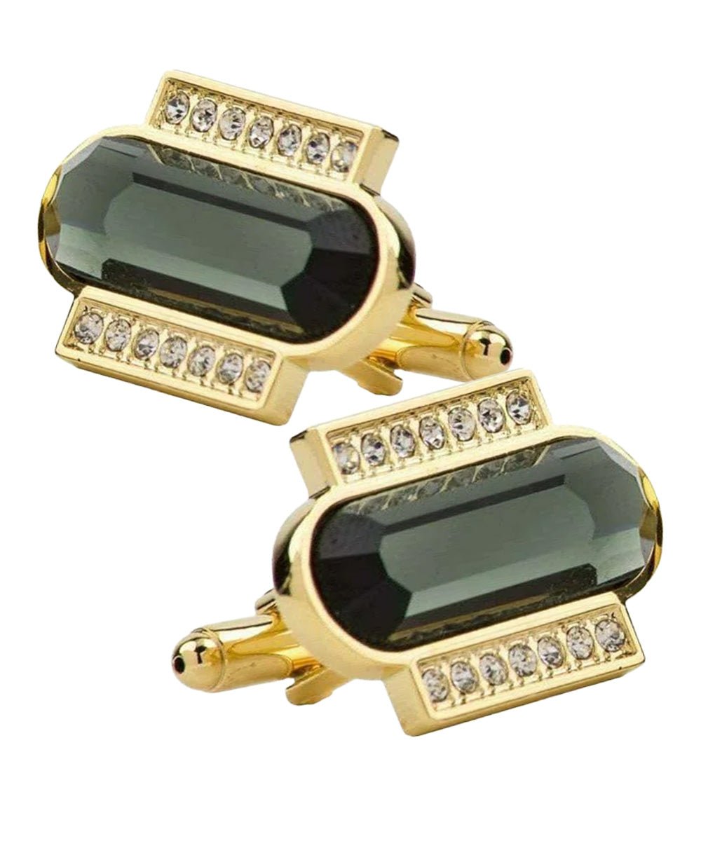 Vittorio Vico Capsule Colorstone Cufflinks: CL17XX Series - Olive Green and Gold - Cufflinks - Vittorio Vico