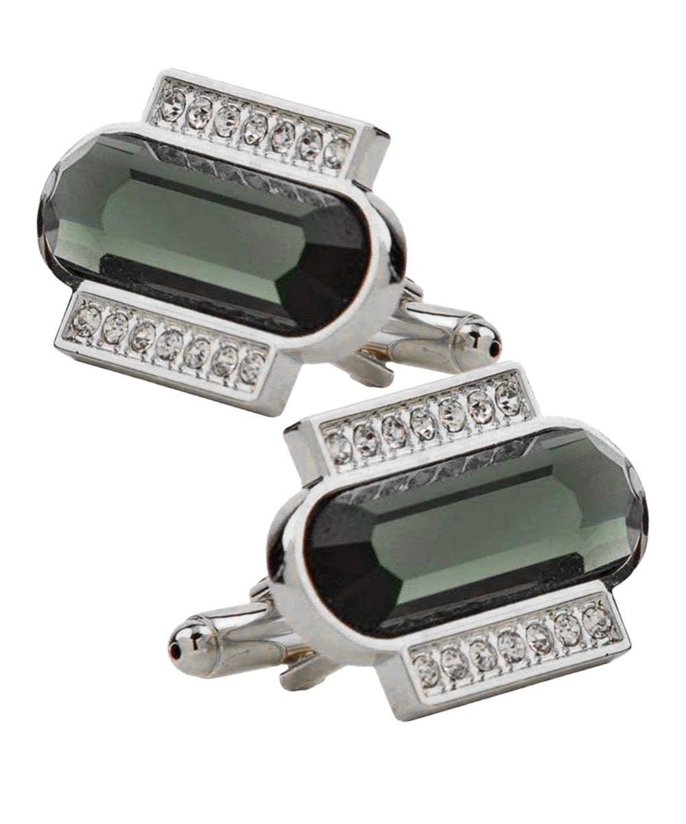 Vittorio Vico Capsule Colorstone Cufflinks: CL17XX Series - Olive Green and Silver - Cufflinks - Vittorio Vico