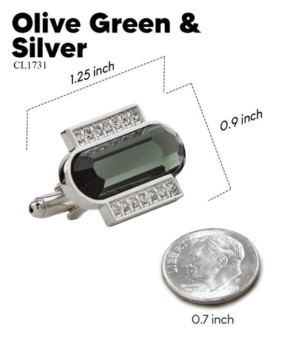 Vittorio Vico Capsule Colorstone Cufflinks: CL17XX Series - Olive Green and Silver - Cufflinks - Vittorio Vico