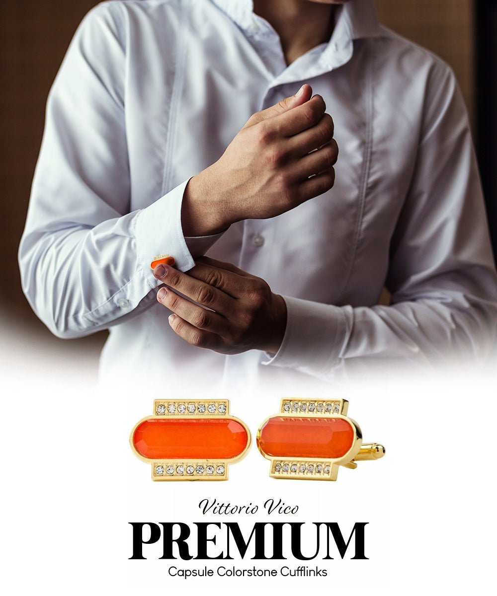 Vittorio Vico Capsule Colorstone Cufflinks: CL17XX Series - Hot Pink and Silver - Cufflinks - Vittorio Vico