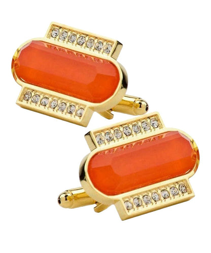 Vittorio Vico Capsule Colorstone Cufflinks: CL17XX Series - Orange and Gold - Cufflinks - Vittorio Vico