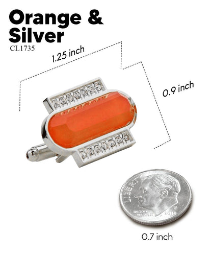 Vittorio Vico Capsule Colorstone Cufflinks: CL17XX Series - Orange and Silver - Cufflinks - Vittorio Vico