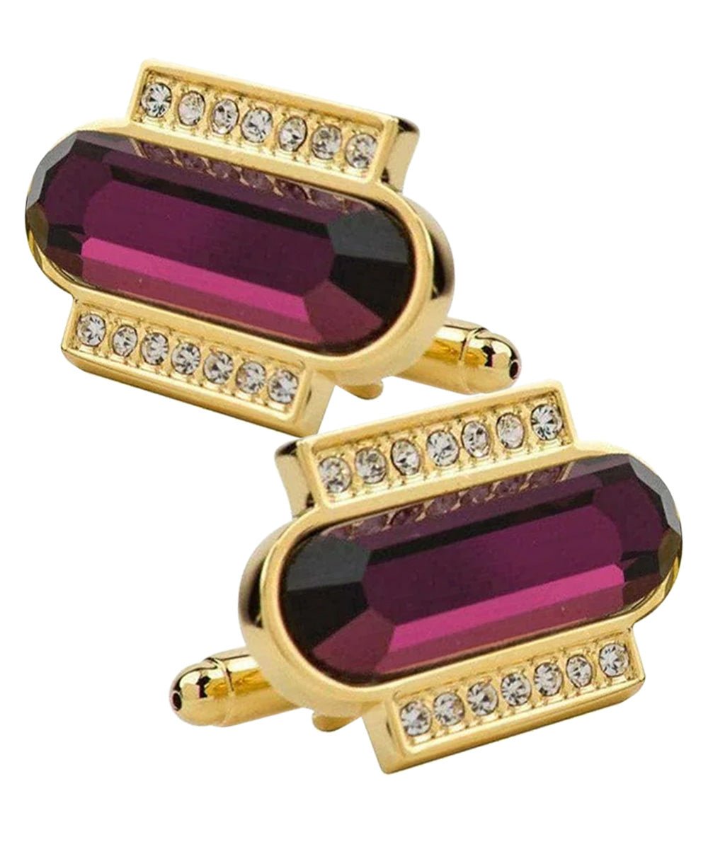 Vittorio Vico Capsule Colorstone Cufflinks: CL17XX Series - Purple and Gold - Cufflinks - Vittorio Vico