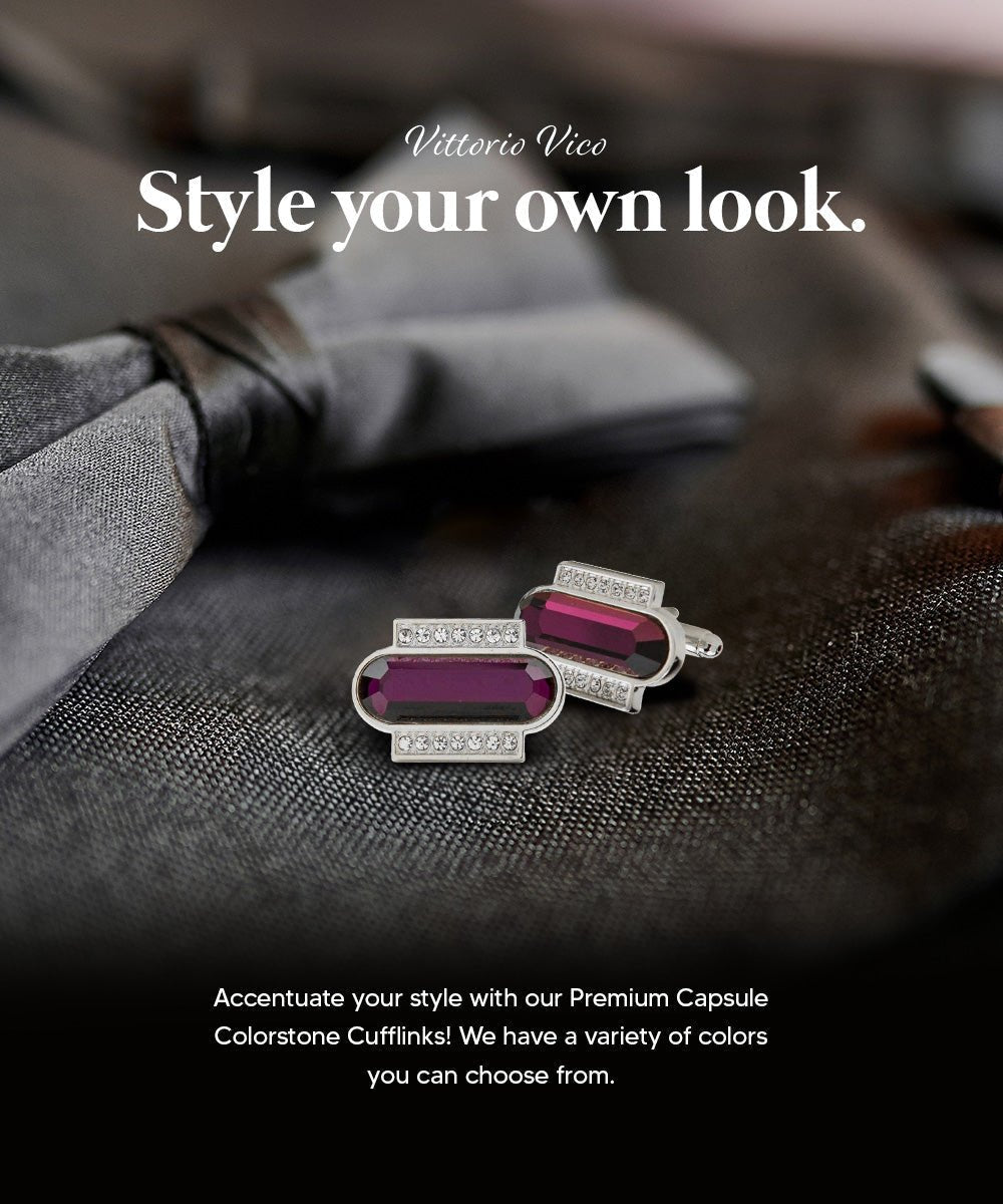 Vittorio Vico Capsule Colorstone Cufflinks: CL17XX Series - Purple and Silver - Cufflinks - Vittorio Vico