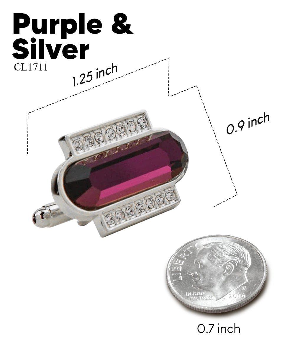 Vittorio Vico Capsule Colorstone Cufflinks: CL17XX Series - Purple and Silver - Cufflinks - Vittorio Vico