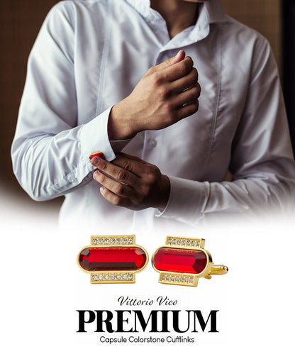 Vittorio Vico Capsule Colorstone Cufflinks: CL17XX Series - Red and Gold - Cufflinks - Vittorio Vico