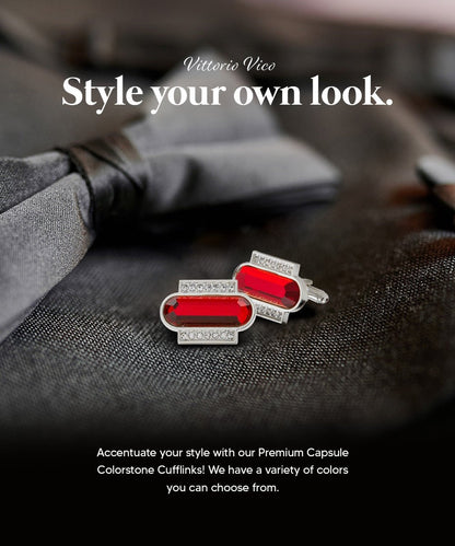 Vittorio Vico Capsule Colorstone Cufflinks: CL17XX Series - Red and Silver - Cufflinks - Vittorio Vico