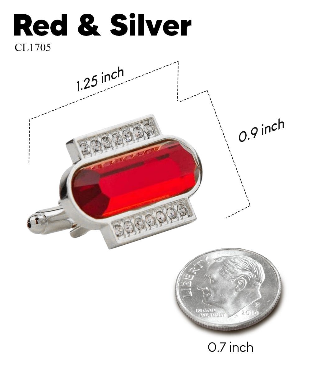 Vittorio Vico Capsule Colorstone Cufflinks: CL17XX Series - Red and Silver - Cufflinks - Vittorio Vico