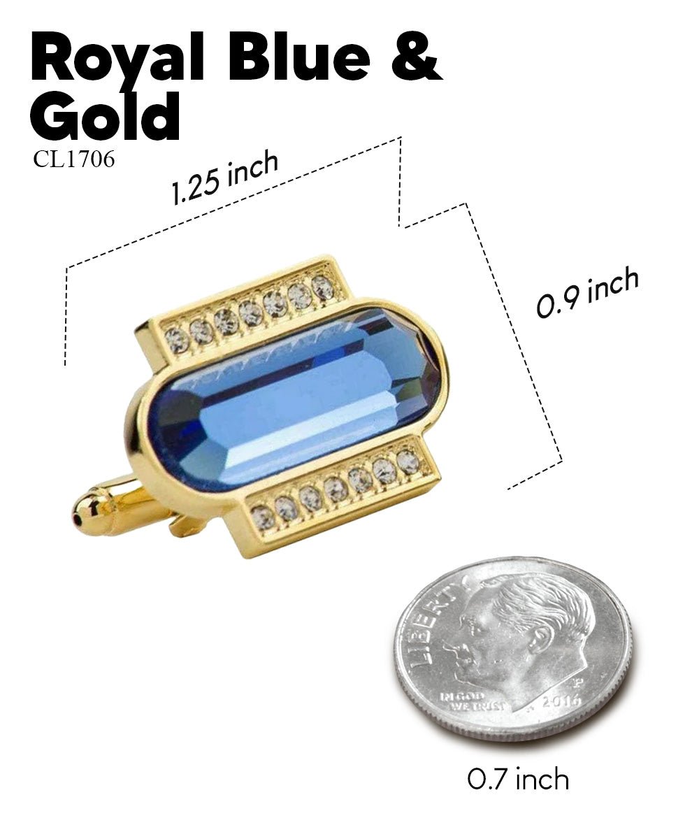Vittorio Vico Capsule Colorstone Cufflinks: CL17XX Series - Royal Blue and Gold - Cufflinks - Vittorio Vico