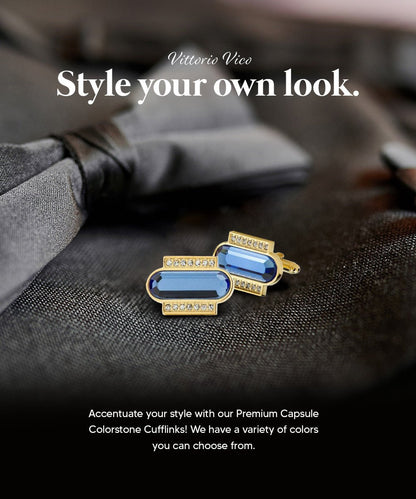 Vittorio Vico Capsule Colorstone Cufflinks: CL17XX Series - Royal Blue and Gold - Cufflinks - Vittorio Vico