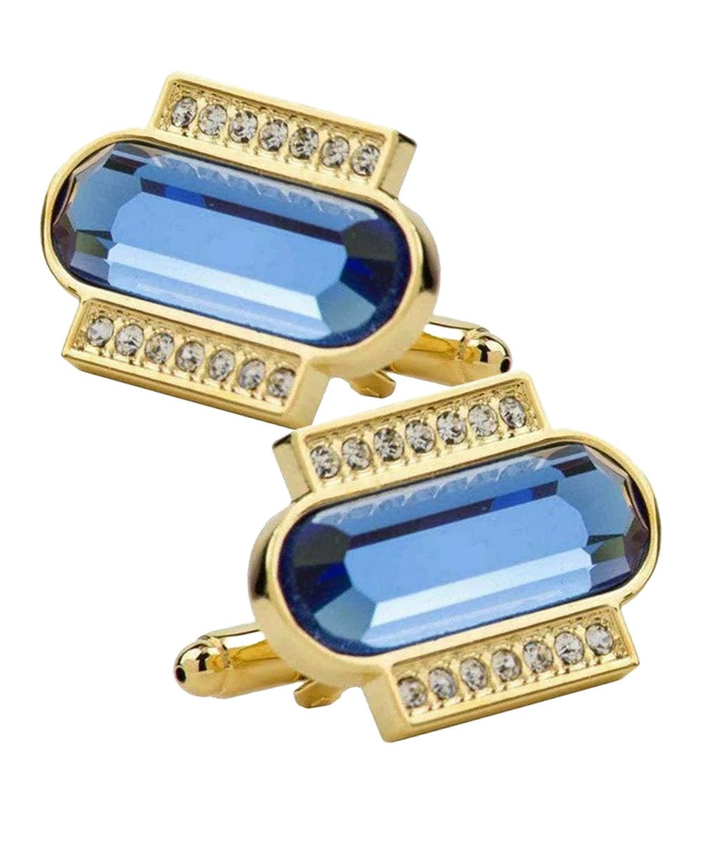 Vittorio Vico Capsule Colorstone Cufflinks: CL17XX Series - Royal Blue and Gold - Cufflinks - Vittorio Vico