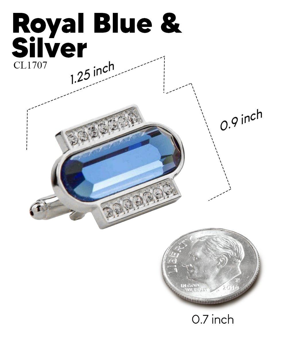Vittorio Vico Capsule Colorstone Cufflinks: CL17XX Series - Clear and Silver - Cufflinks - Vittorio Vico