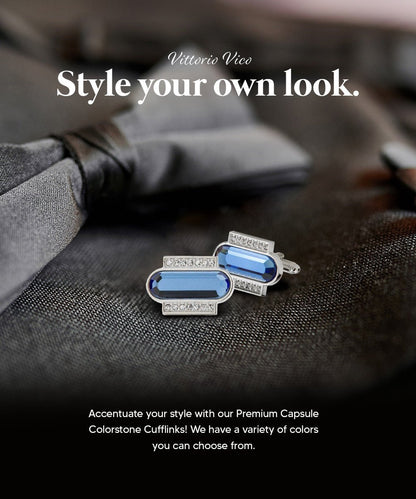 Vittorio Vico Capsule Colorstone Cufflinks: CL17XX Series - Royal Blue and Silver - Cufflinks - Vittorio Vico