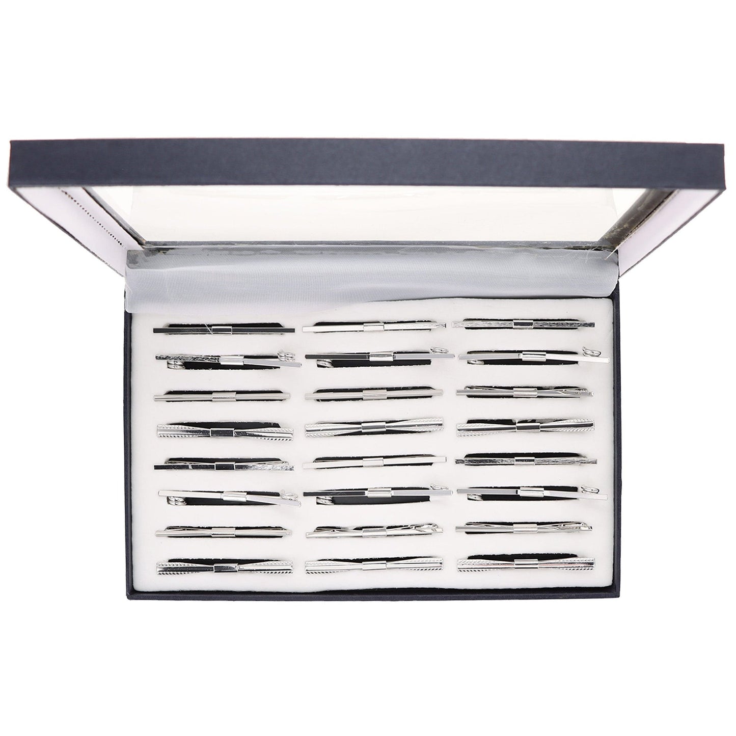 Vittorio Vico Collar Bars in Presentation Box: 24 Pack - Silver - Collar Bars - Vittorio Vico