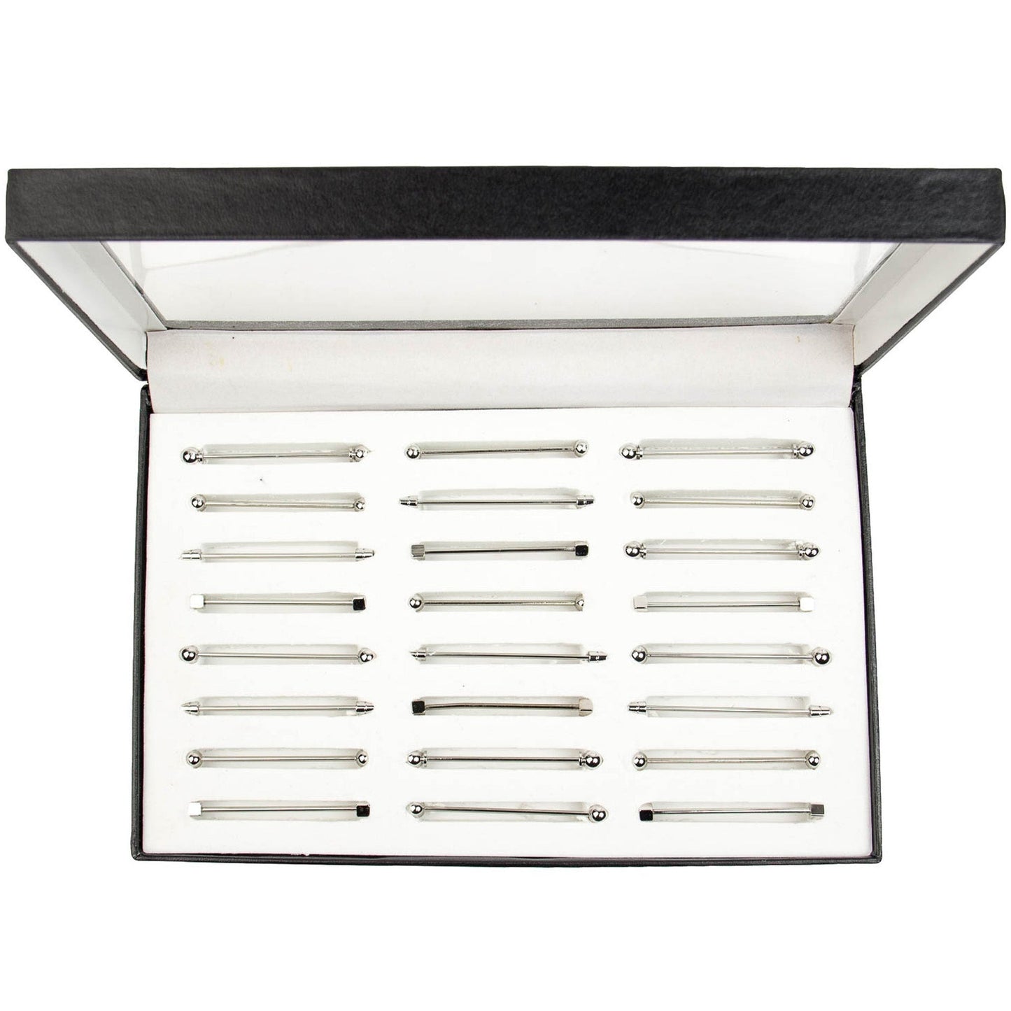 Vittorio Vico Collar Bars in Presentation Box: 24 Pack - Silver - Collar Bars - Vittorio Vico