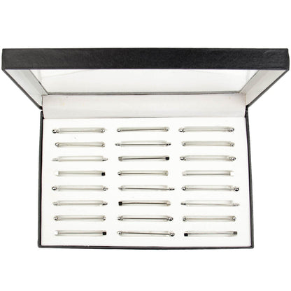 Vittorio Vico Collar Bars in Presentation Box: 24 Pack - Silver - Collar Bars - Vittorio Vico