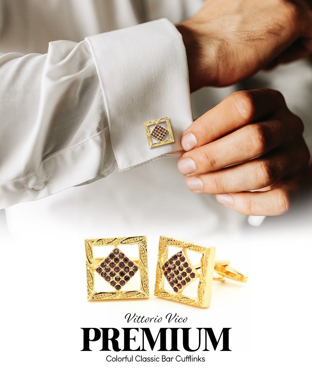 Vittorio Vico Colorful Classic Bar Cufflinks: CL19XX Series - CL 1902 - Cufflinks - Vittorio Vico